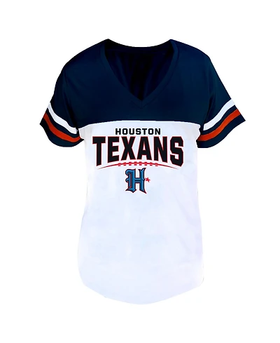 Profile Women's Navy/White Houston Texans Plus Split Body V-Neck T-shirt