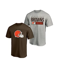 Fanatics Men's 2-Pack Heather Gray/Brown Cleveland Browns Big & Tall T-Shirt