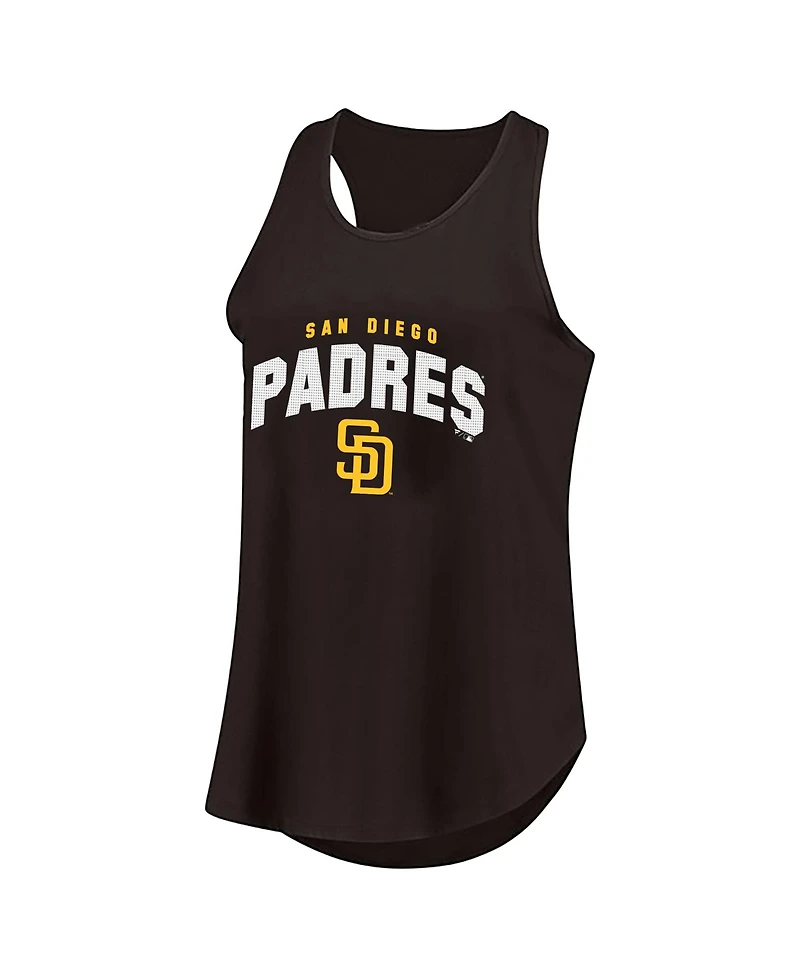 Fanatics Women's Brown San Diego Padres Plus Wordmark Racerback Scoop Neck Tank Top