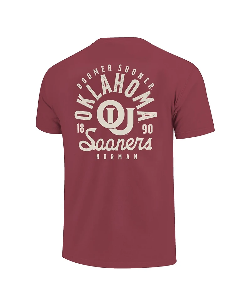 Image One Big Boys and Girls Crimson Oklahoma Sooners Comfort Colors Mascot Overlay T-Shirt
