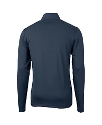 Cutter & Buck Men's Navy Milwaukee Brewers Virtue Eco Pique Quarter-Zip Pullover Hoodie