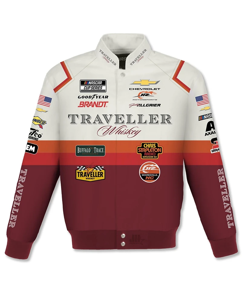 Jh Design Men's Red/White Justin Allgaier Traveller Whiskey Full-Snap Twill Racing Jacket
