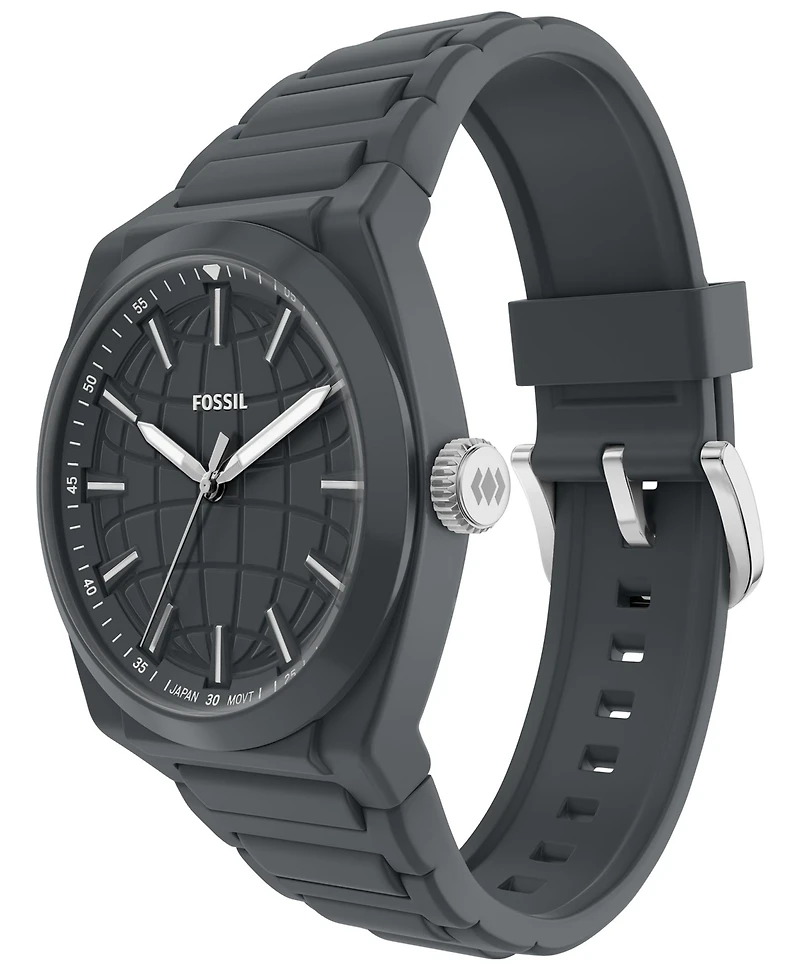 Fossil Men's Everett Three-Hand Silicone Watch 42mm