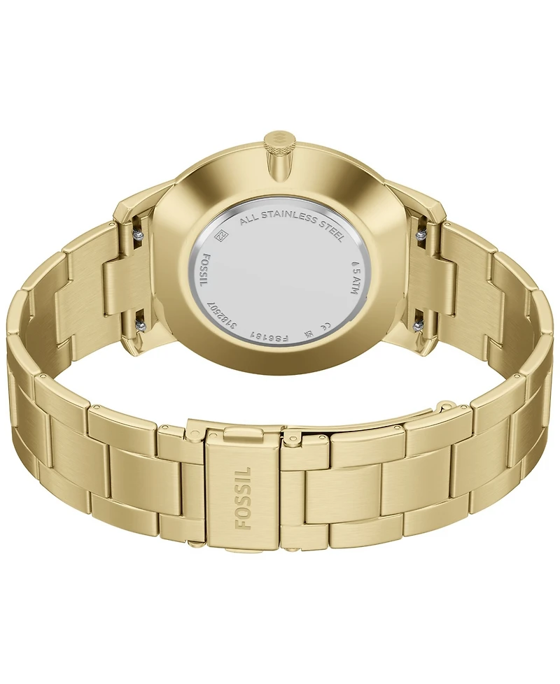 Fossil Men's Minimalist Three-Hand Gold-Tone Stainless Steel Watch 44mm