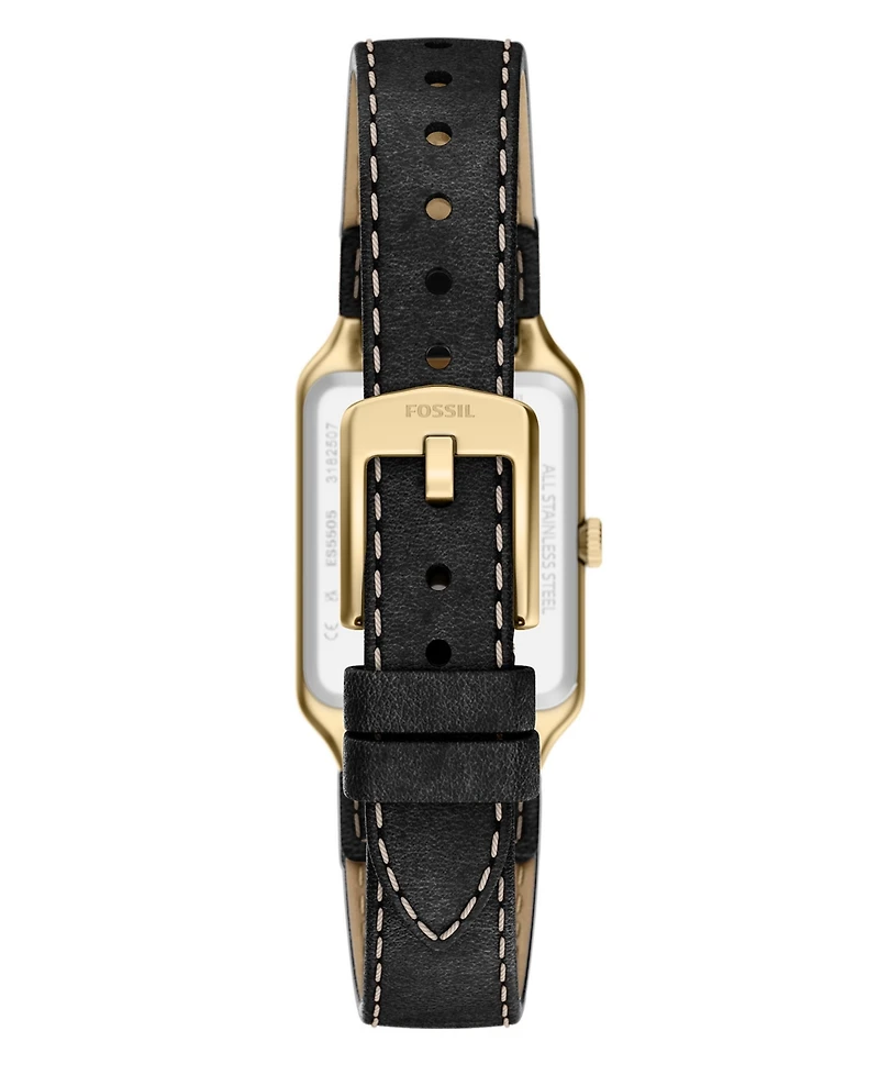 Fossil Women's Raquel Three-Hand Date Black Leather Watch 23mm