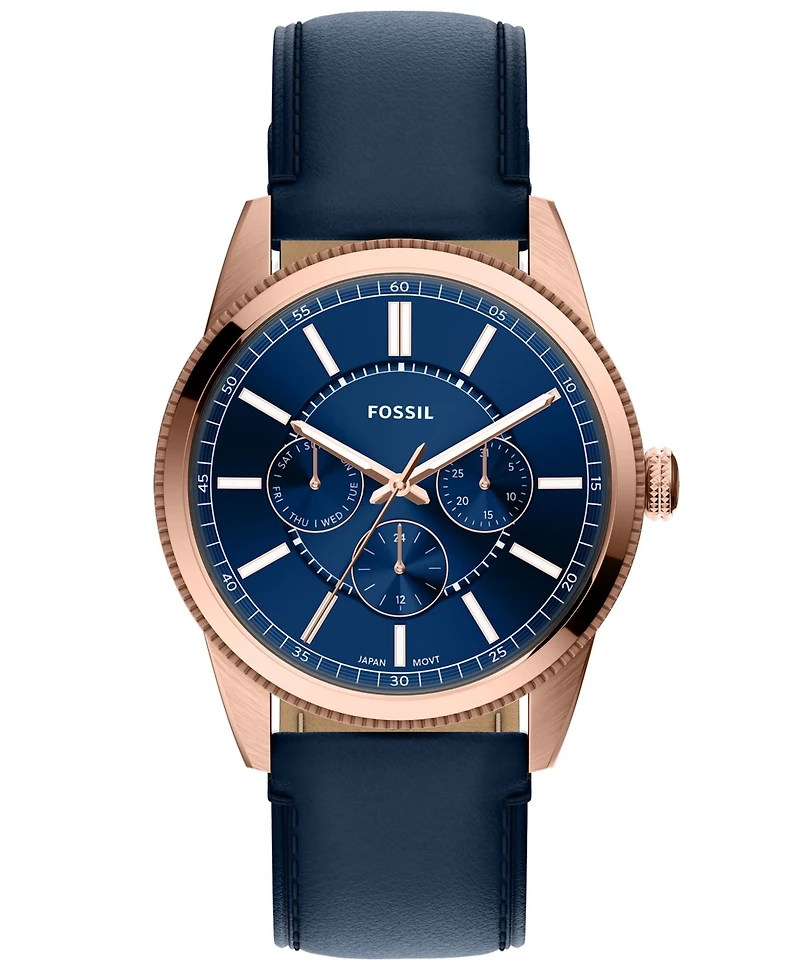 Fossil Men's Pearson Multi-function Navy Leather Watch 42mm