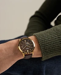 Fossil Men's Townsman Automatic Brown Leather Watch 44mm