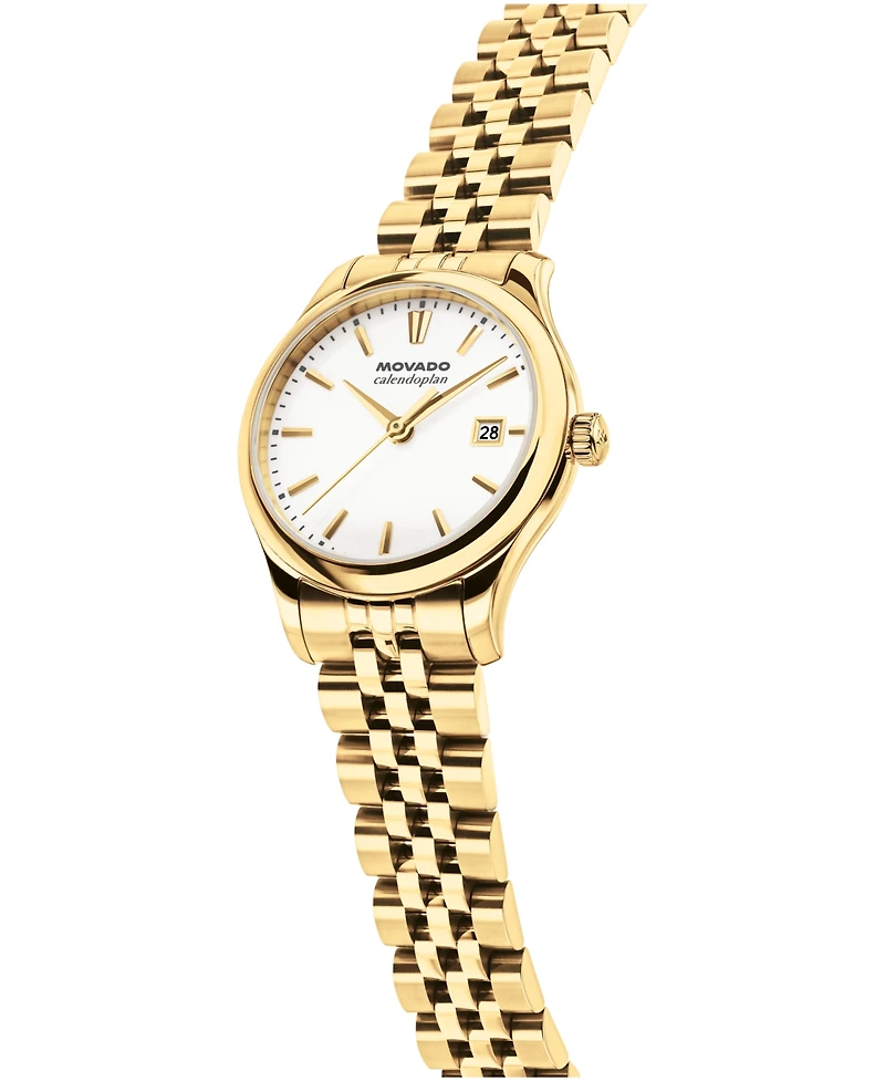 Movado Women's Calendoplan Swiss Quartz Ionic Plated Light Yellow Gold Steel Watch 27mm