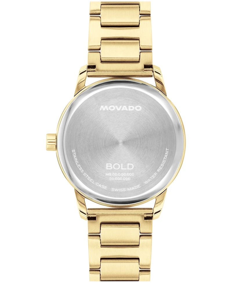 Movado Women's Bold Echo Swiss Quartz Ionic Plated Light Yellow Gold Steel Watch 30mm