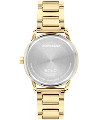 Movado Women's Bold Echo Swiss Quartz Ionic Plated Light Yellow Gold Steel Watch 30mm
