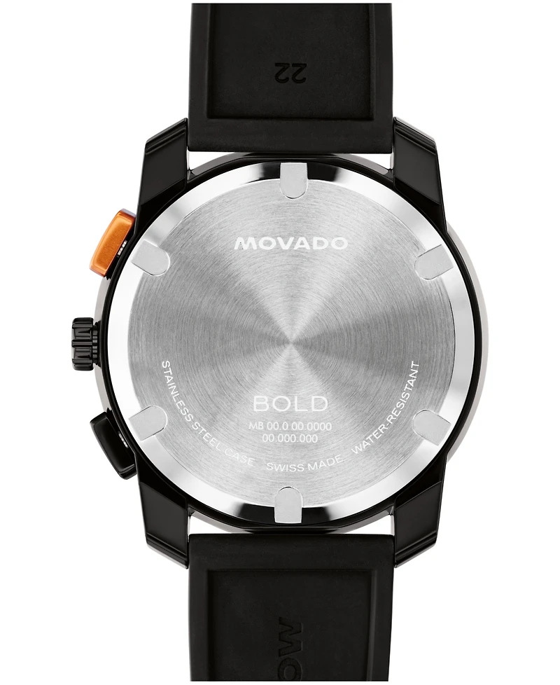 Movado Men's Bold TR90 Swiss Quartz Chrono Black Silicone Watch 43.50mm