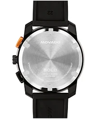 Movado Men's Bold TR90 Swiss Quartz Chrono Black Silicone Watch 43.50mm