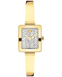 Movado Women's Bold Tank Mini Bangle Swiss Quartz Ionic Plated Light Yellow Gold Steel Watch 20mm x 23mm