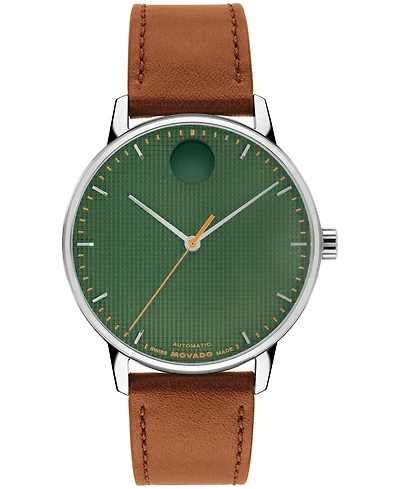 Movado Men's Movado Face Swiss Quartz Cognac Leather Watch 39mm