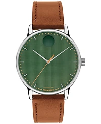 Movado Men's Movado Face Swiss Quartz Cognac Leather Watch 39mm