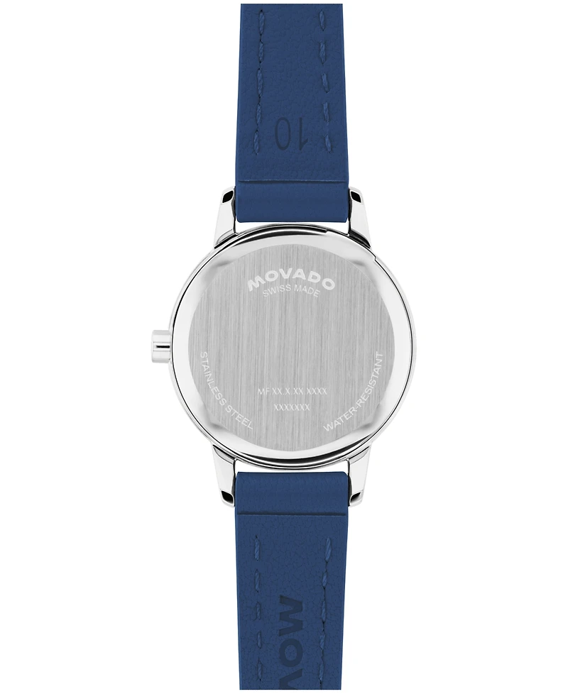 Movado Women's Baby Face Swiss Quartz Navy Leather Watch 22.50mm