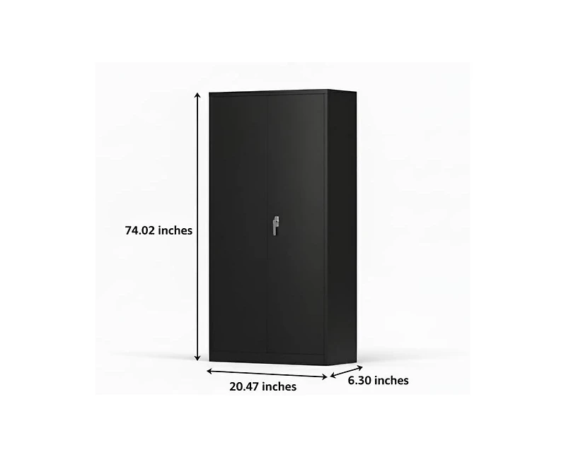 gaomon 72inches Heavy Duty Steel Wardrobe Cabinet with Lock, Metal Garage Storage Cabinets with Adjustable Shelves and Hanging Rod