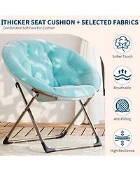 gaomon Saucer Chair, Comfy Chair Faux Fur Lounge Moon Chair with Folding Metal Frame, Oversized Plush Foldable Flower Accent Seat for Adults, Teens