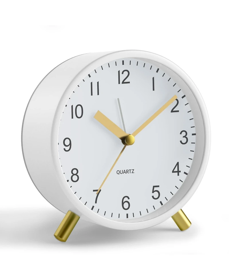 Jall 4 Inch Analog Alarm Clock Silent Non Ticking Night Light Loud Alarm 1x Aa Battery Simple Design for Any Room
