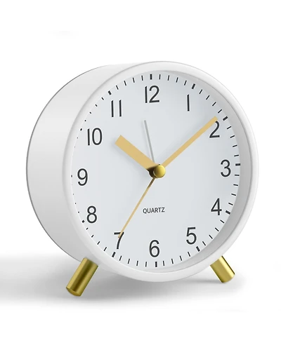 Jall 4 Inch Analog Alarm Clock Silent Non Ticking Night Light Loud Alarm 1x Aa Battery Simple Design for Any Room