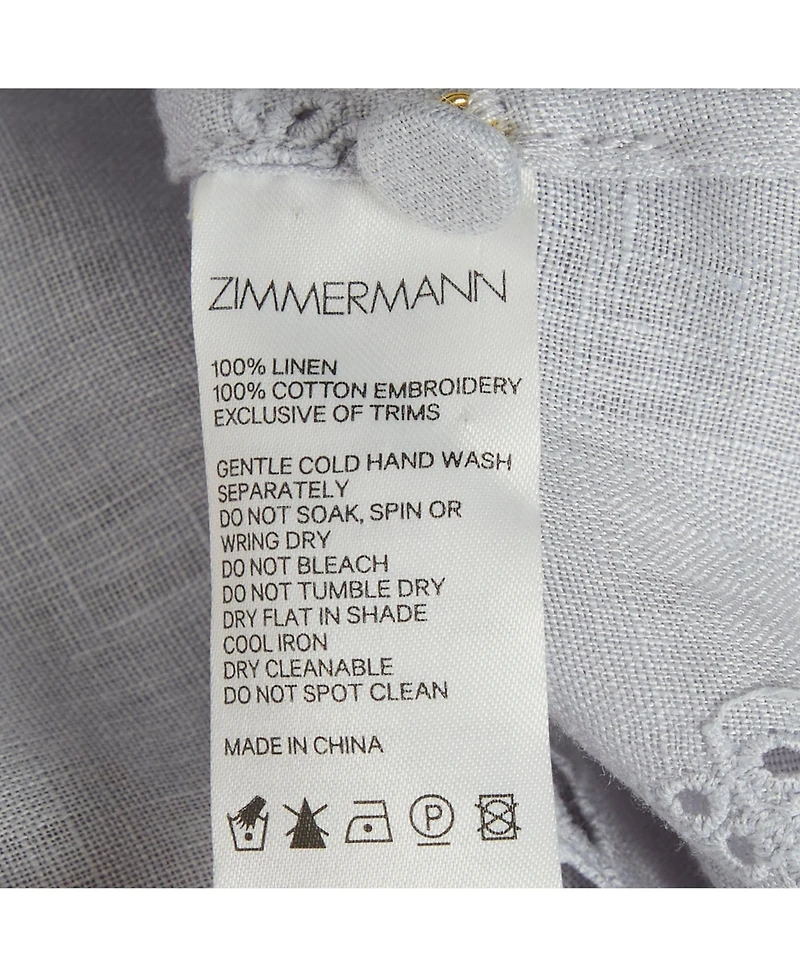Pre-Owned Zimmermann Women's Iris Broderie Anglaise Linen Blouse