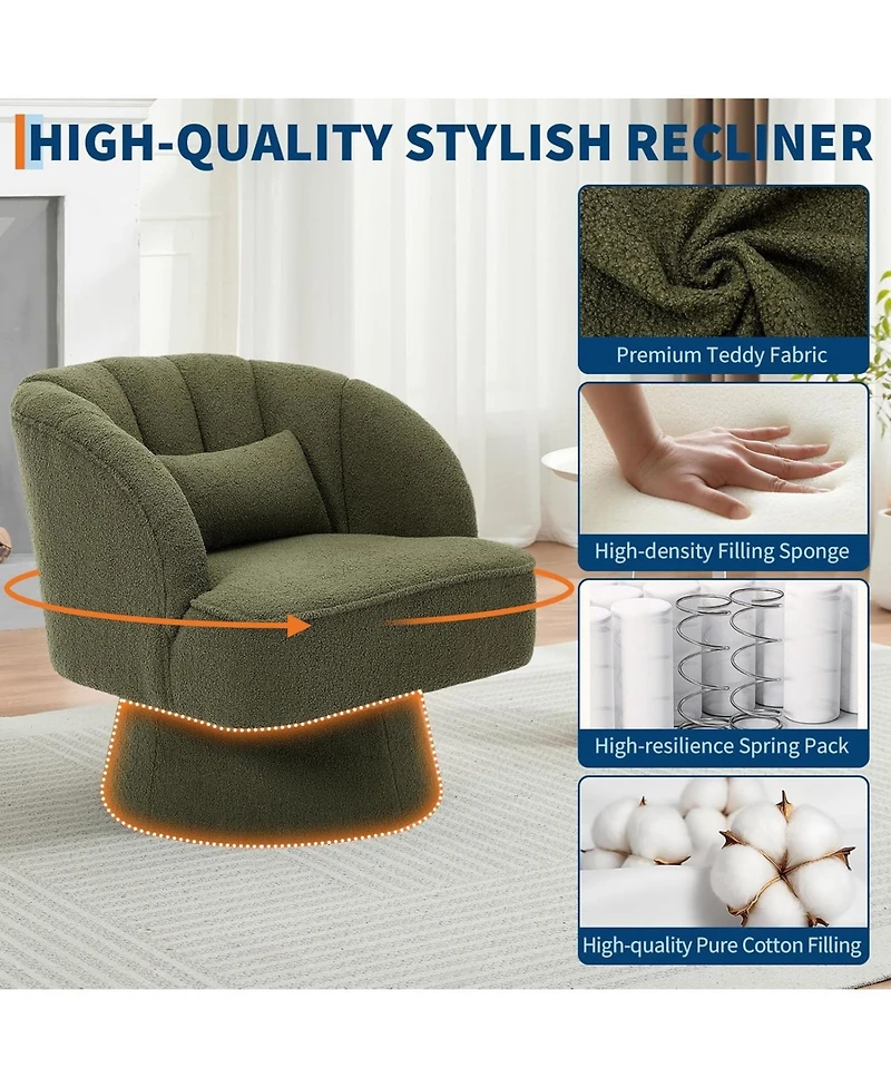 gaomon Mid Century 360° Swivel Barrel Chair, Teddy Upholstered Chair