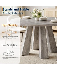 gaomon 47" Round Dining Table for 4-6, Wood Kitchen Table with Sturdy Base, Farmhouse