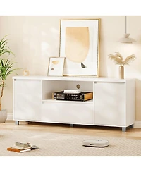 gaomon Modern 63" Tv Stand for TVs up to 70", Fluted Entertainment Center with Storage Drawer and Open Shelves, Media Console Cabinet for Living Room