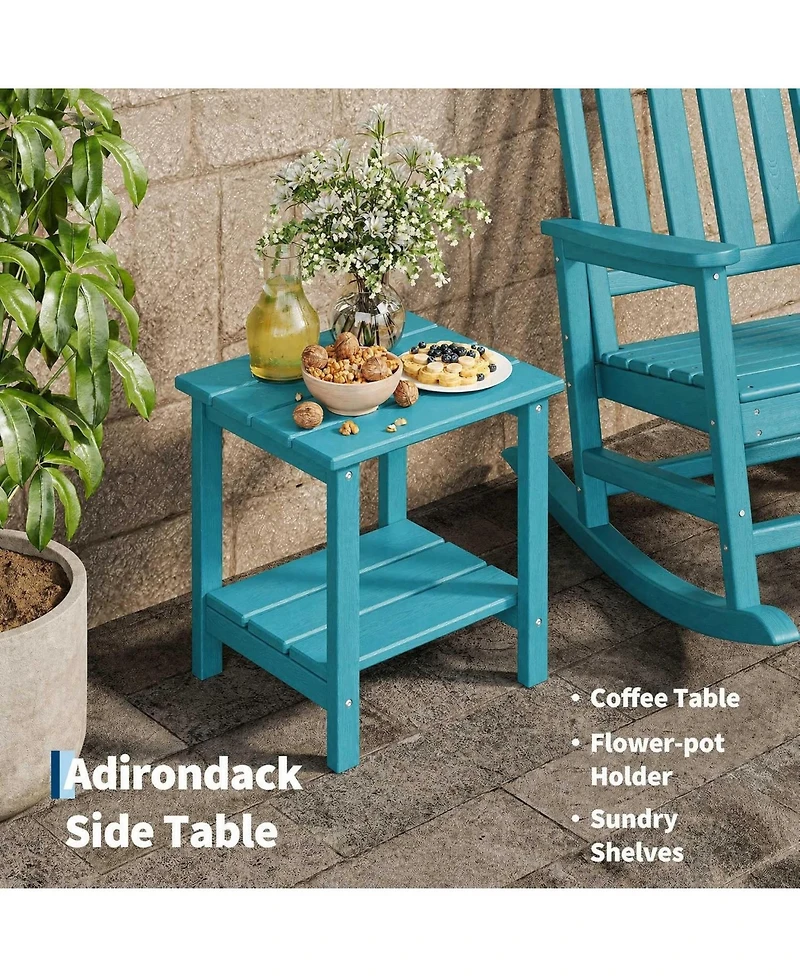 gaomon Outdoor Patio Hdpe Rocking Chair Set of 2 with 1 Side Table for Patio Front Porch