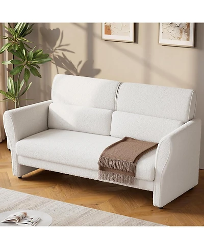 gaomon 57" Modern Loveseat Sofa, Boucle Small Couch with High Backrest and Removable Lumbar Pillows, Easy Assembly, Upholstered Comfy Sofa