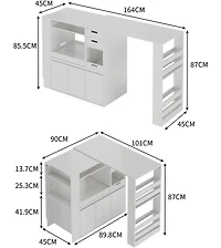 gaomon Extendable Kitchen Counter and Microwave Stand with Drawers, 39-67 in. Wide, Wood-Grain Finish