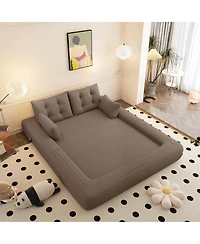 Clihome 78.7" Folding Sleeper, 3-in-1 Convertible Sofa Bed - Teddy Velvet Floor