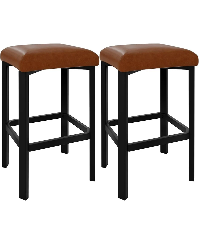gaomon 24 Inches BarStools Set of 4, Pu Leather Kitchen Chairs with 2 Inch Thick Upholstery, Counter Height Bar Stools, Sturdy Metal Base