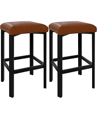 gaomon 24 Inches BarStools Set of 4, Pu Leather Kitchen Chairs with 2 Inch Thick Upholstery, Counter Height Bar Stools, Sturdy Metal Base
