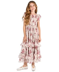 Rare Editions Girls' 7-14 Embroidered Burnout Chiffon Floral Sleeveless Maxi Dress