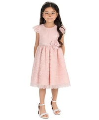 Rare Editions Girls' 2T-6X Lace Flutter Sleeve Dress