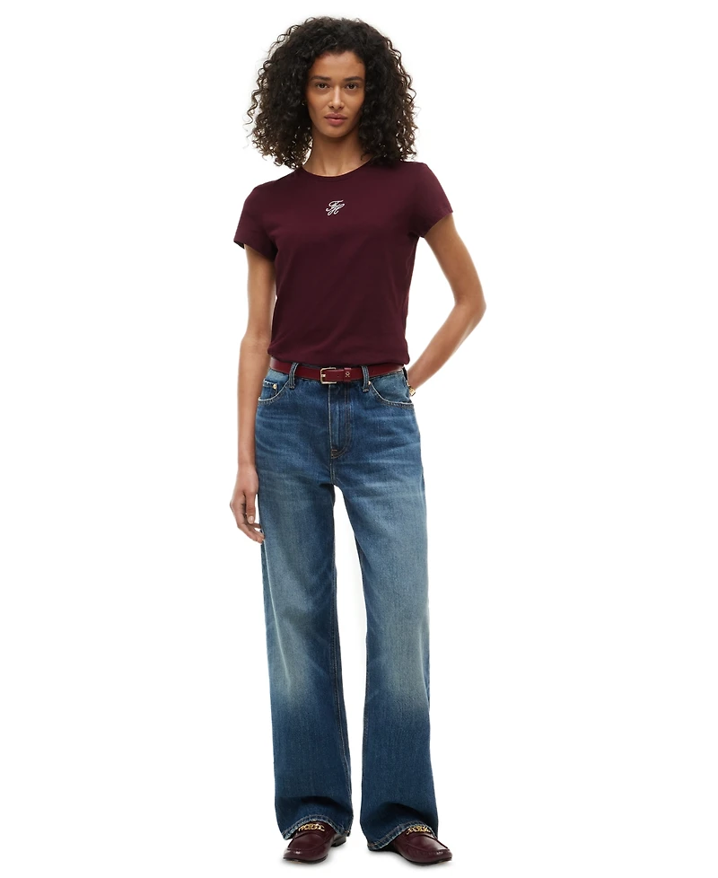 Tommy Hilfiger Women's Script Logo Crewneck Short-Sleeve T-Shirt