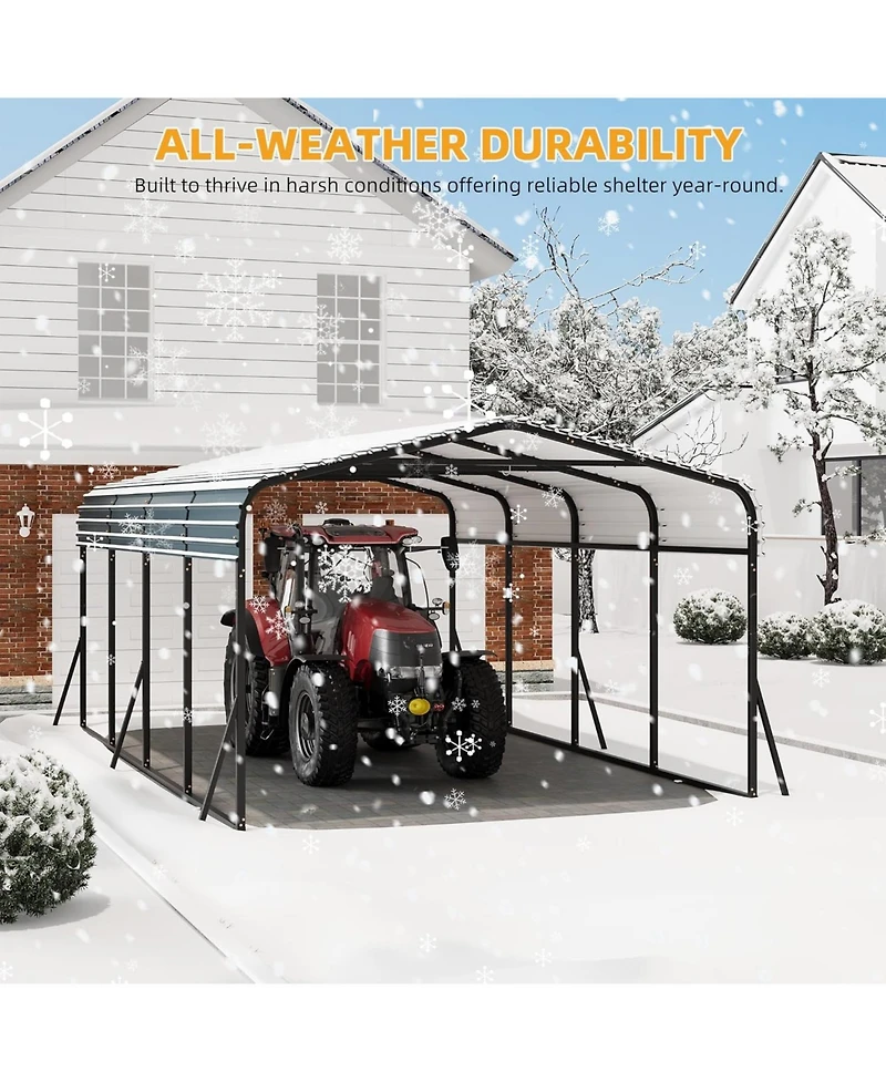 gaomon 12x20 feet Heavy Duty Carport and Metal Garage Kit with Galvanized Steel Roof, Anti-Leak Metal Carports for Vehicles