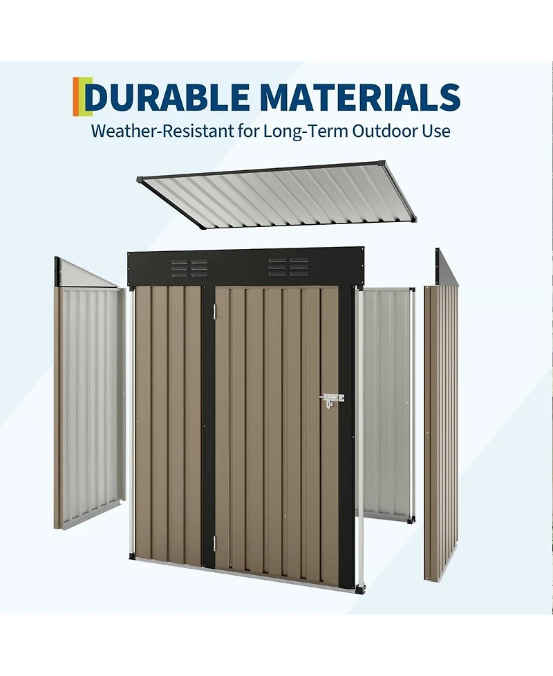 gaomon 5x3 ft Outdoor Storage Shed, 67 Cu.ft Metal Tool Shed with Sloping Roof and Lockable Door, Compact Garden Shed for Backyard