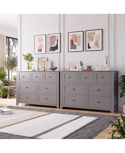 gaomon 2 Set of 7 Drawers Dresser for Bedroom, 54" Modern 7 Chest of Drawer Dresser, Storage Organizer with Drawers for Living Room, Hallway