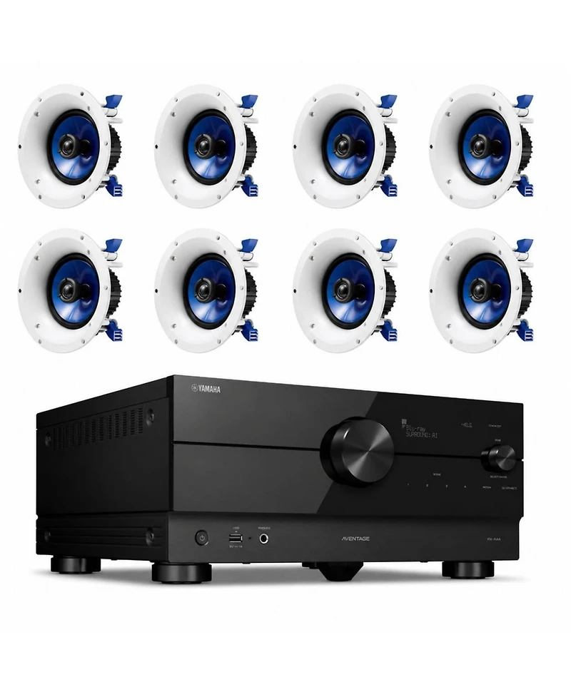 Yamaha Rx-A4A 7.2-Channel Dolby Atmos 8K Hdmi Av Receiver with 4 In-Ceiling Speakers