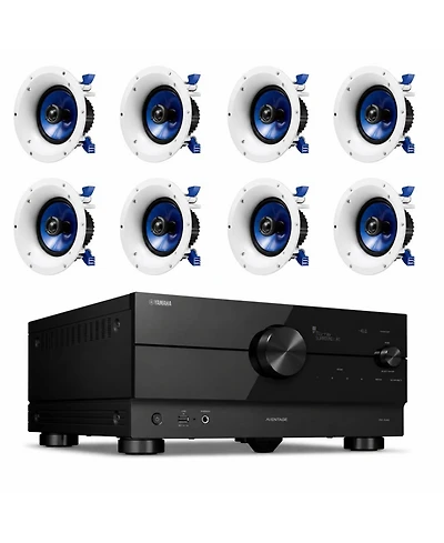 Yamaha Rx-A4A 7.2-Channel Dolby Atmos 8K Hdmi Av Receiver with 4 In-Ceiling Speakers