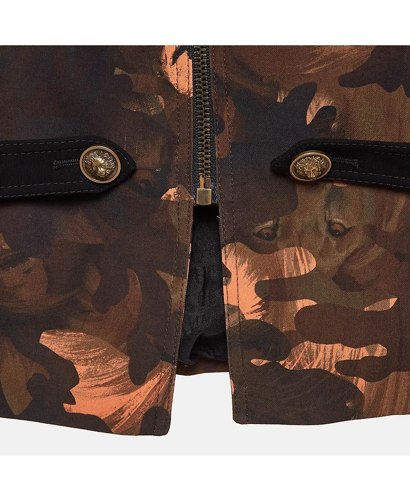 Pre-Owned Versace Women's Camouflage Print Jersey Zip-Up Jacket