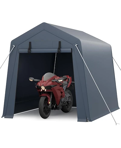 gaomon Portable Outdoor Storage Shed with Roll-Up Zipper Door and Vent, 240G Heavy-Duty Shelter Waterproof Pe Tarp, Uv-Resistant Carport