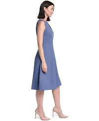 Calvin Klein Women's Textured Tencel Boat Neck Fit & Flare Dress