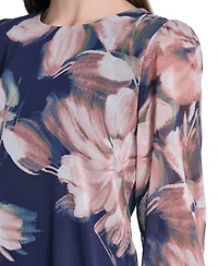 Calvin Klein Women's 3/4-Sleeve Floral Chiffon Shift Dress