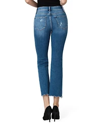 Flying Monkey Women's High Rise Raw Distressed Hem Kick Flare Jeans