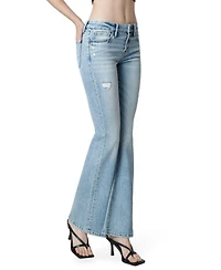 Flying Monkey Women's Low Rise Seamless Waistband Flare Jeans