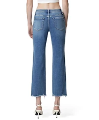 Vervet Women's Mid Rise Distressed Hem Crop Straight Jeans