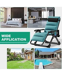 Aboron Zero Gravity Chair, Folding Portable Reclining Lounge Chair with Removable Cushion, Headrest, Reclining Patio Lounger Chair for Indoor,Outdoor